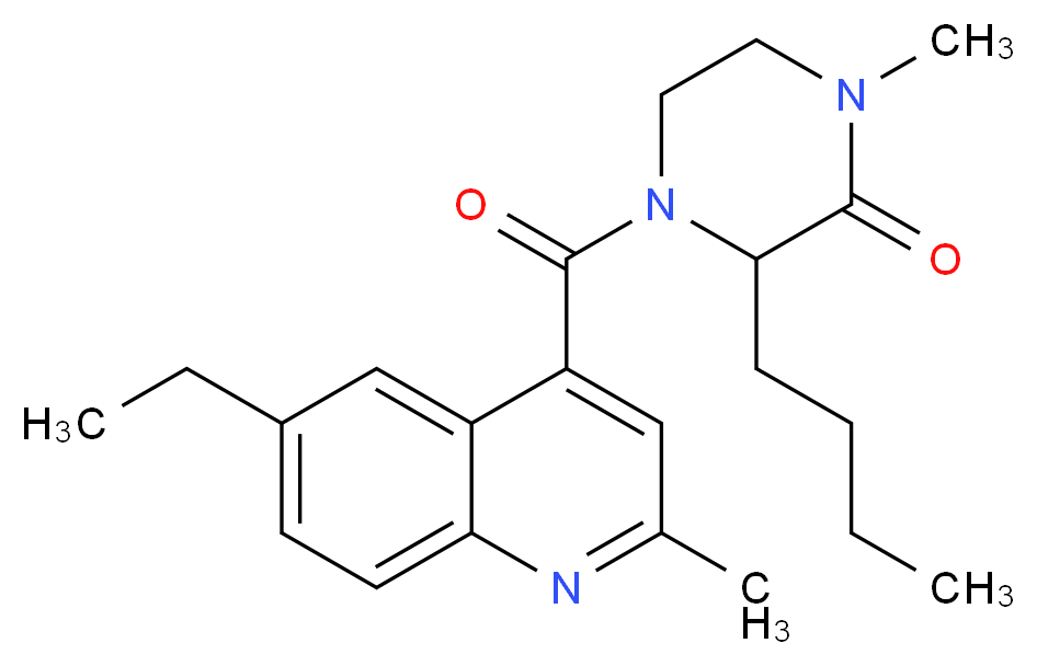 3-butyl-4-[(6-ethyl-2-methyl-4-quinolinyl)carbonyl]-1-methyl-2-piperazinone_分子结构_CAS_)
