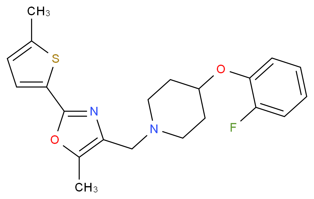 4-(2-fluorophenoxy)-1-{[5-methyl-2-(5-methyl-2-thienyl)-1,3-oxazol-4-yl]methyl}piperidine_分子结构_CAS_)
