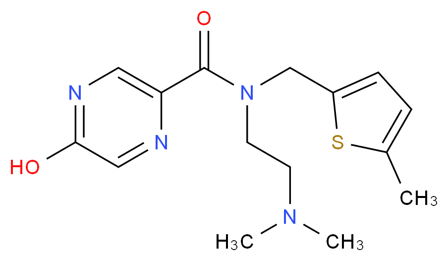 N-[2-(dimethylamino)ethyl]-5-hydroxy-N-[(5-methyl-2-thienyl)methyl]pyrazine-2-carboxamide_分子结构_CAS_)
