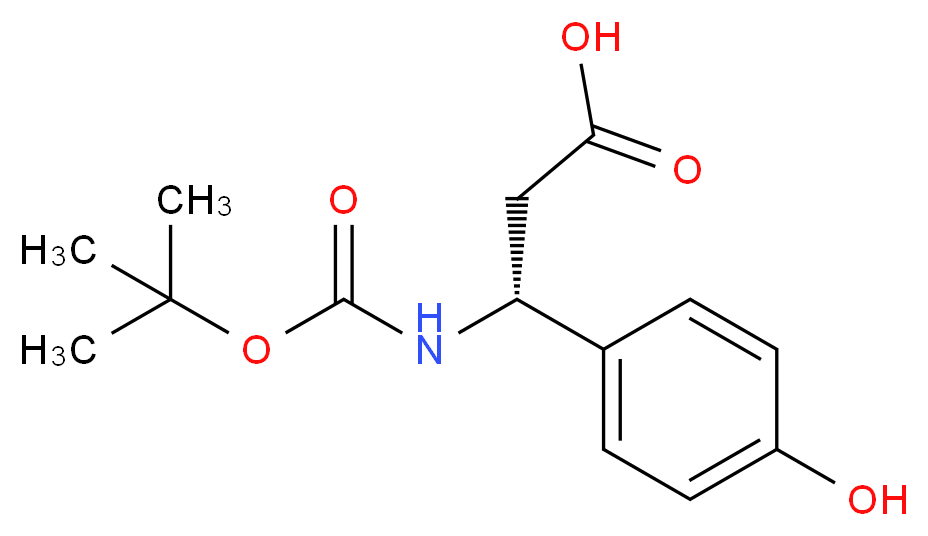 (3R)-3-{[(tert-butoxy)carbonyl]amino}-3-(4-hydroxyphenyl)propanoic acid_分子结构_CAS_329013-12-9