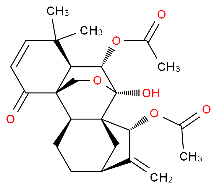 (1S,2S,5R,7R,8S,9R,10S,11R)-10-(acetyloxy)-9-hydroxy-12,12-dimethyl-6-methylidene-15-oxo-17-oxapentacyclo[7.6.2.1<sup>5</sup>,<sup>8</sup>.0<sup>1</sup>,<sup>1</sup><sup>1</sup>.0<sup>2</sup>,<sup>8</sup>]octadec-13-en-7-yl acetate_分子结构_CAS_51419-51-3
