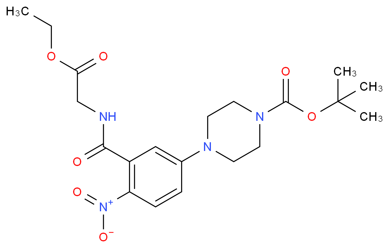 tert-butyl 4-{3-[(2-ethoxy-2-oxoethyl)carbamoyl]-4-nitrophenyl}piperazine-1-carboxylate_分子结构_CAS_959246-47-0
