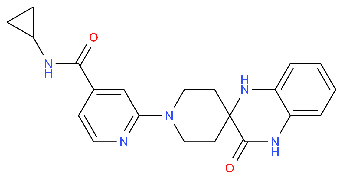 N-cyclopropyl-2-(3'-oxo-3',4'-dihydro-1H,1'H-spiro[piperidine-4,2'-quinoxalin]-1-yl)isonicotinamide_分子结构_CAS_)
