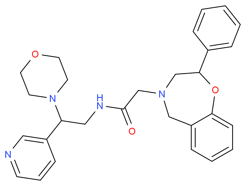 N-[2-(4-morpholinyl)-2-(3-pyridinyl)ethyl]-2-(2-phenyl-2,3-dihydro-1,4-benzoxazepin-4(5H)-yl)acetamide_分子结构_CAS_)