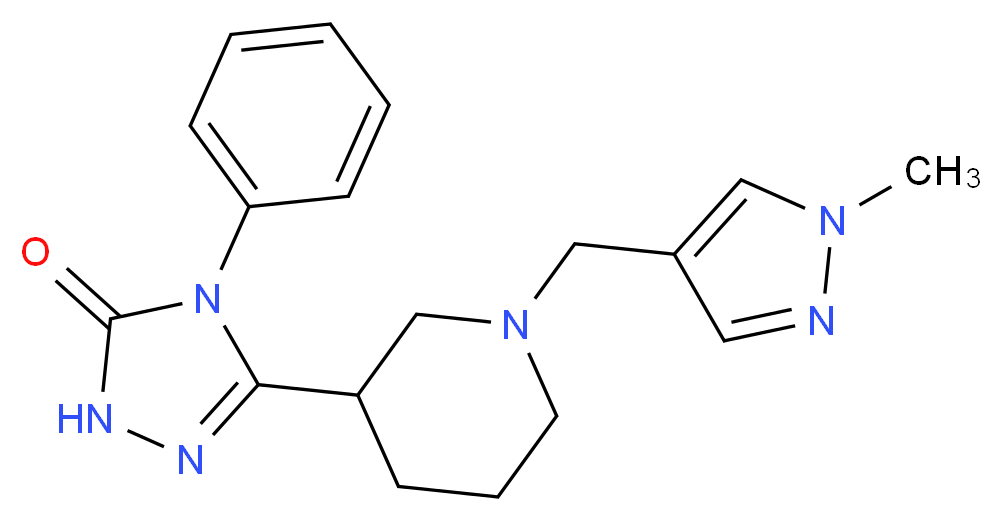 5-{1-[(1-methyl-1H-pyrazol-4-yl)methyl]-3-piperidinyl}-4-phenyl-2,4-dihydro-3H-1,2,4-triazol-3-one_分子结构_CAS_)
