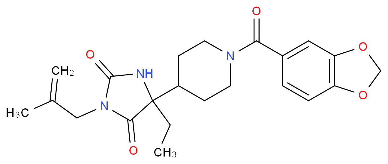 5-[1-(1,3-benzodioxol-5-ylcarbonyl)-4-piperidinyl]-5-ethyl-3-(2-methyl-2-propen-1-yl)-2,4-imidazolidinedione_分子结构_CAS_)