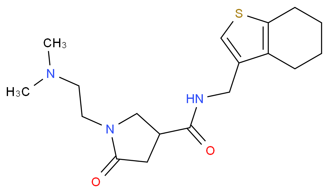 1-[2-(dimethylamino)ethyl]-5-oxo-N-(4,5,6,7-tetrahydro-1-benzothien-3-ylmethyl)-3-pyrrolidinecarboxamide_分子结构_CAS_)