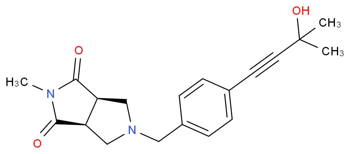 (3aR*,6aS*)-5-[4-(3-hydroxy-3-methylbut-1-yn-1-yl)benzyl]-2-methyltetrahydropyrrolo[3,4-c]pyrrole-1,3(2H,3aH)-dione_分子结构_CAS_)