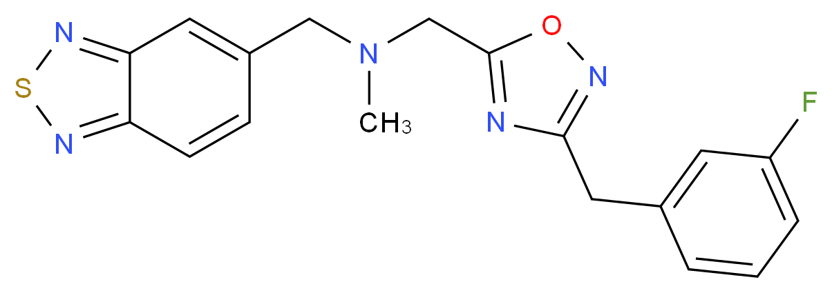 (2,1,3-benzothiadiazol-5-ylmethyl){[3-(3-fluorobenzyl)-1,2,4-oxadiazol-5-yl]methyl}methylamine_分子结构_CAS_)