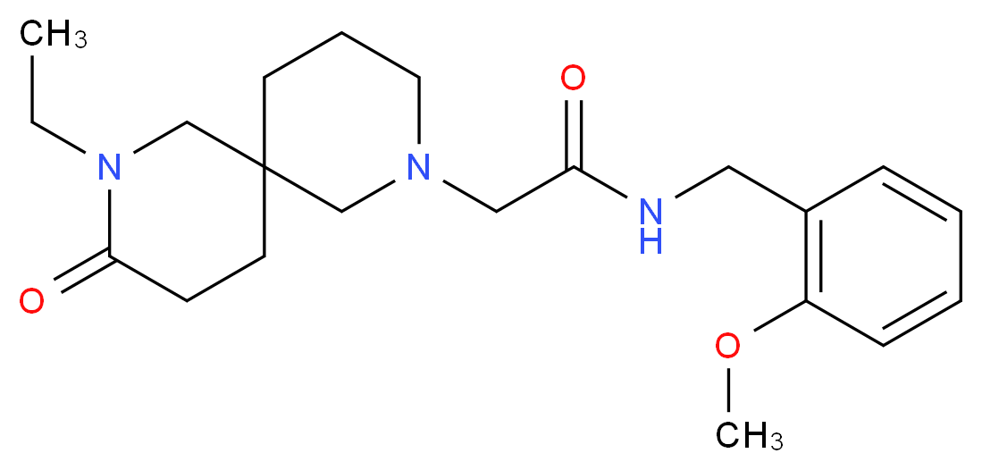 2-(8-ethyl-9-oxo-2,8-diazaspiro[5.5]undec-2-yl)-N-(2-methoxybenzyl)acetamide_分子结构_CAS_)
