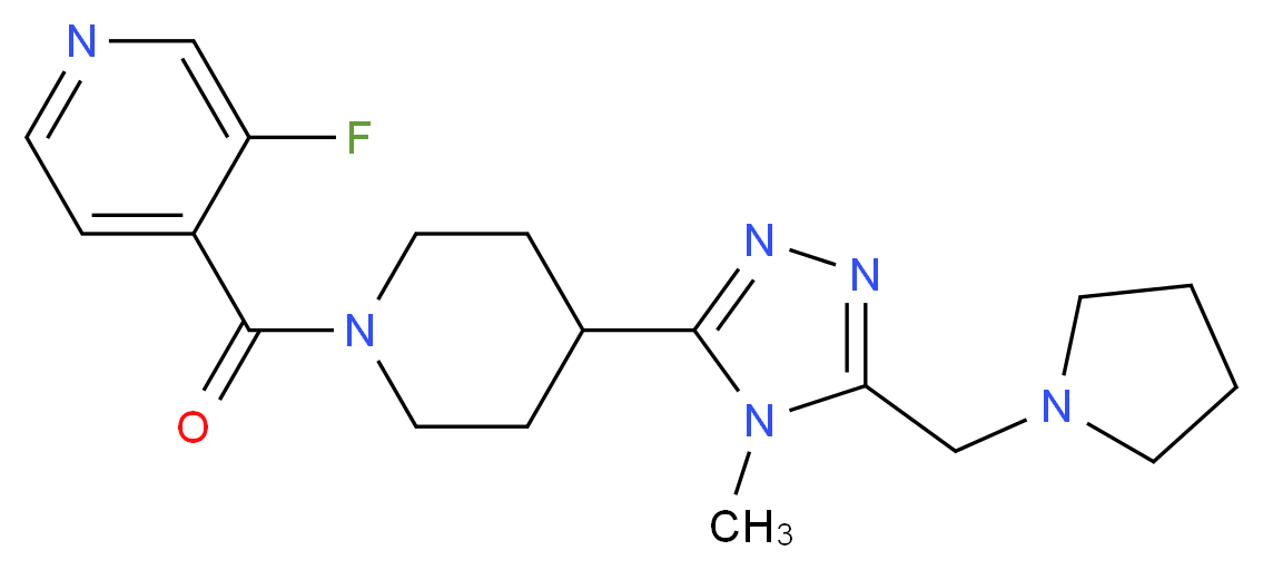 3-fluoro-4-({4-[4-methyl-5-(pyrrolidin-1-ylmethyl)-4H-1,2,4-triazol-3-yl]piperidin-1-yl}carbonyl)pyridine_分子结构_CAS_)