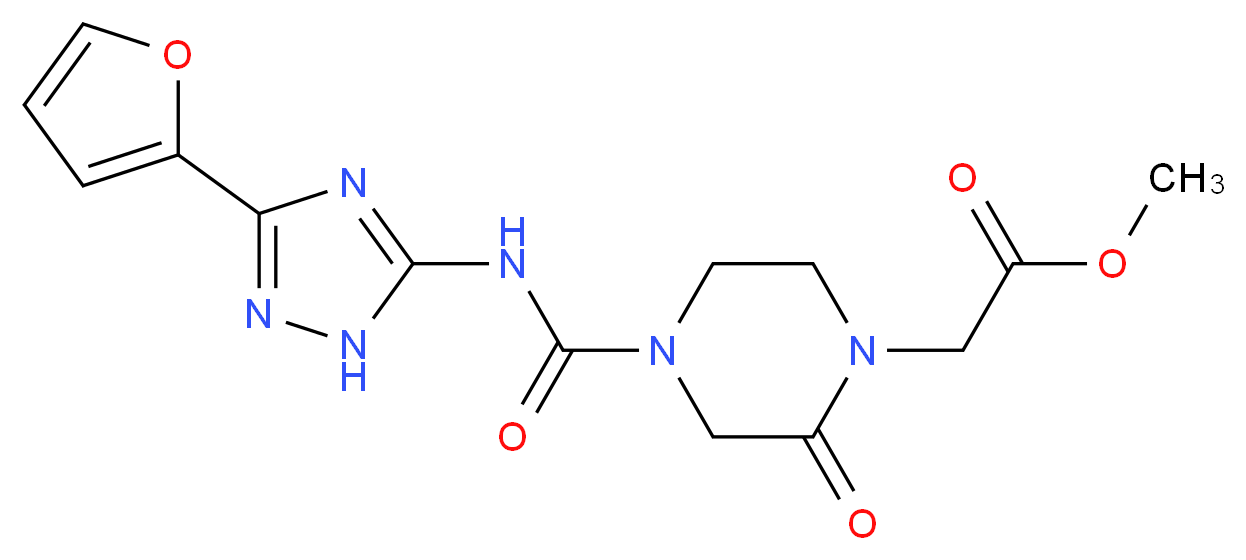 methyl [4-({[3-(2-furyl)-1H-1,2,4-triazol-5-yl]amino}carbonyl)-2-oxopiperazin-1-yl]acetate_分子结构_CAS_)