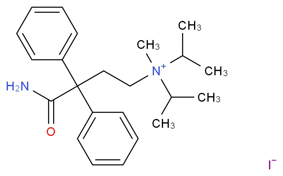 (3-carbamoyl-3,3-diphenylpropyl)(methyl)bis(propan-2-yl)azanium iodide_分子结构_CAS_71-81-8