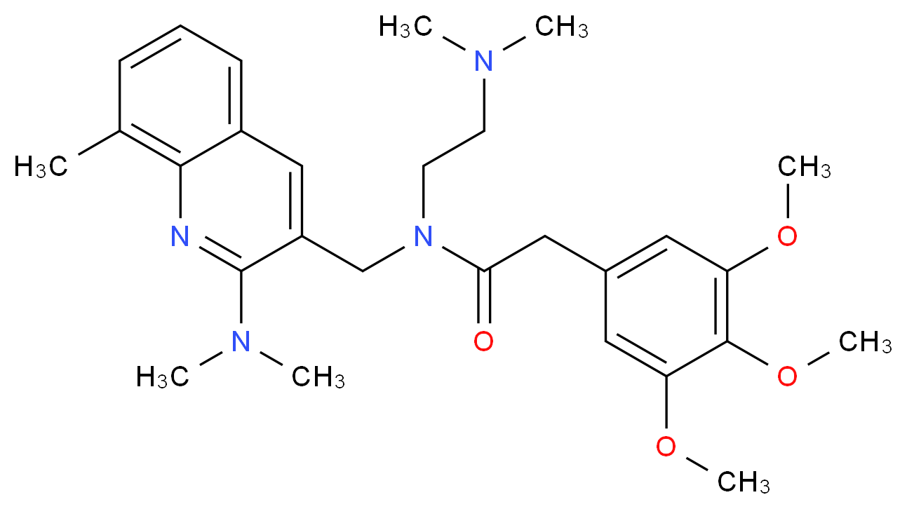 N-[2-(dimethylamino)ethyl]-N-{[2-(dimethylamino)-8-methyl-3-quinolinyl]methyl}-2-(3,4,5-trimethoxyphenyl)acetamide_分子结构_CAS_)