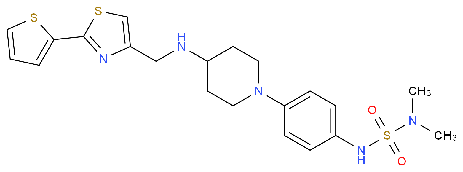 N,N-dimethyl-N'-{4-[4-({[2-(2-thienyl)-1,3-thiazol-4-yl]methyl}amino)-1-piperidinyl]phenyl}sulfamide_分子结构_CAS_)