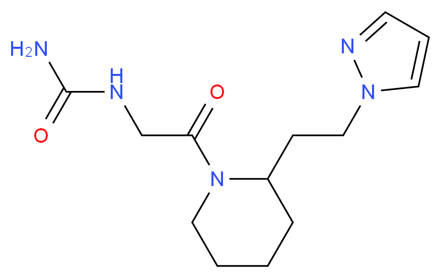 N-(2-oxo-2-{2-[2-(1H-pyrazol-1-yl)ethyl]-1-piperidinyl}ethyl)urea (non-preferred name)_分子结构_CAS_)
