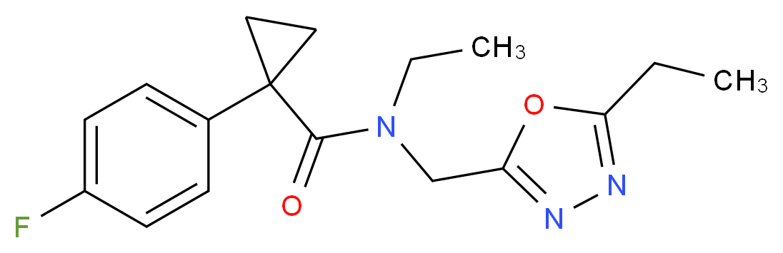 N-ethyl-N-[(5-ethyl-1,3,4-oxadiazol-2-yl)methyl]-1-(4-fluorophenyl)cyclopropanecarboxamide_分子结构_CAS_)