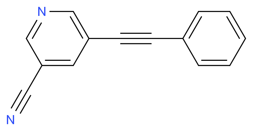 5-(2-phenylethynyl)nicotinonitrile_分子结构_CAS_845266-26-4)
