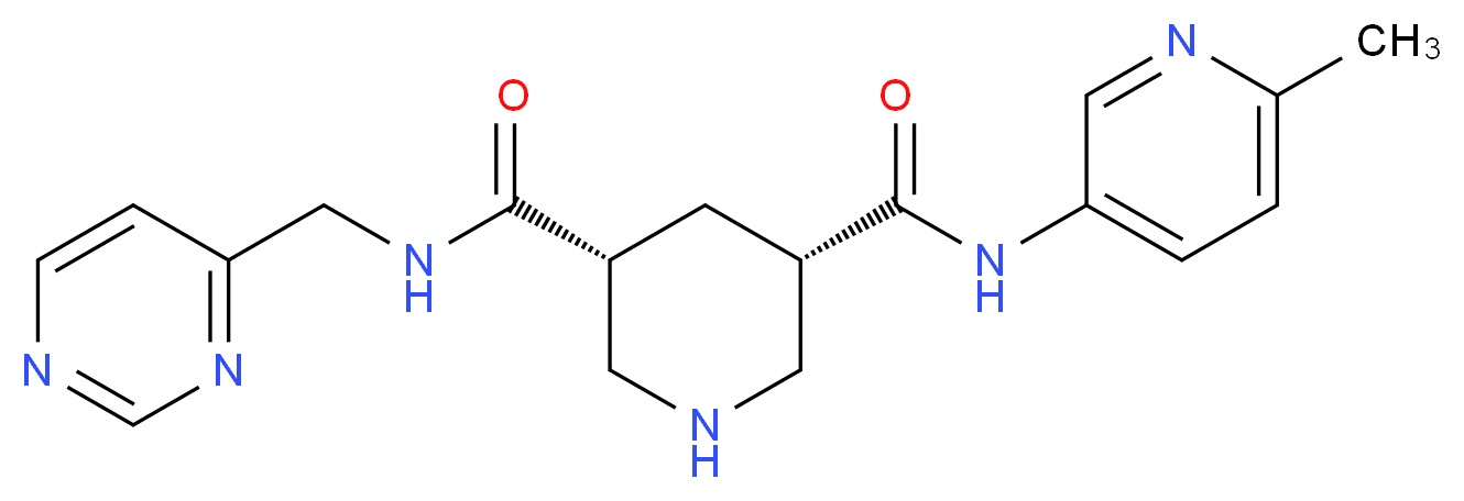 (3S*,5R*)-N-(6-methylpyridin-3-yl)-N'-(pyrimidin-4-ylmethyl)piperidine-3,5-dicarboxamide_分子结构_CAS_)