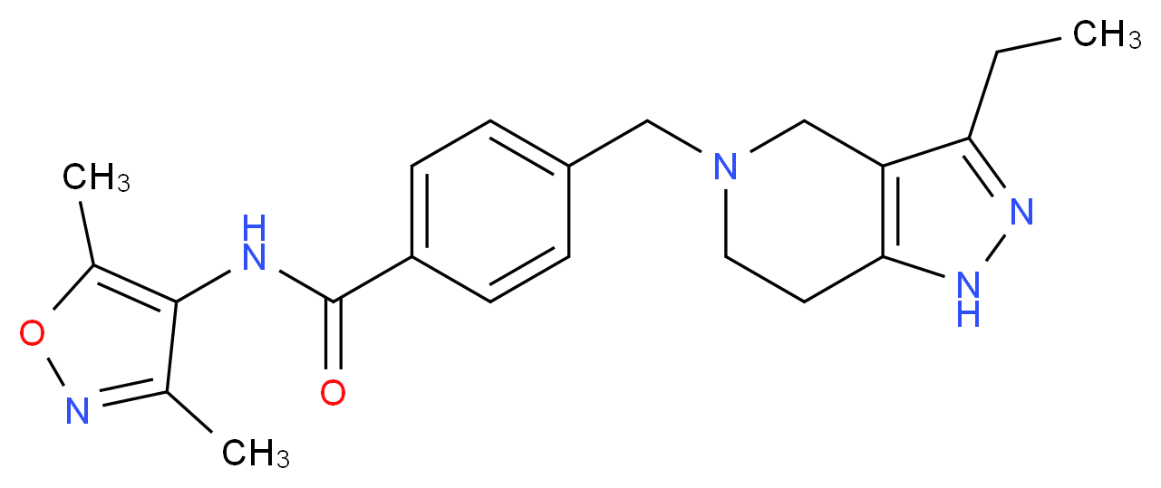 N-(3,5-dimethylisoxazol-4-yl)-4-[(3-ethyl-1,4,6,7-tetrahydro-5H-pyrazolo[4,3-c]pyridin-5-yl)methyl]benzamide_分子结构_CAS_)