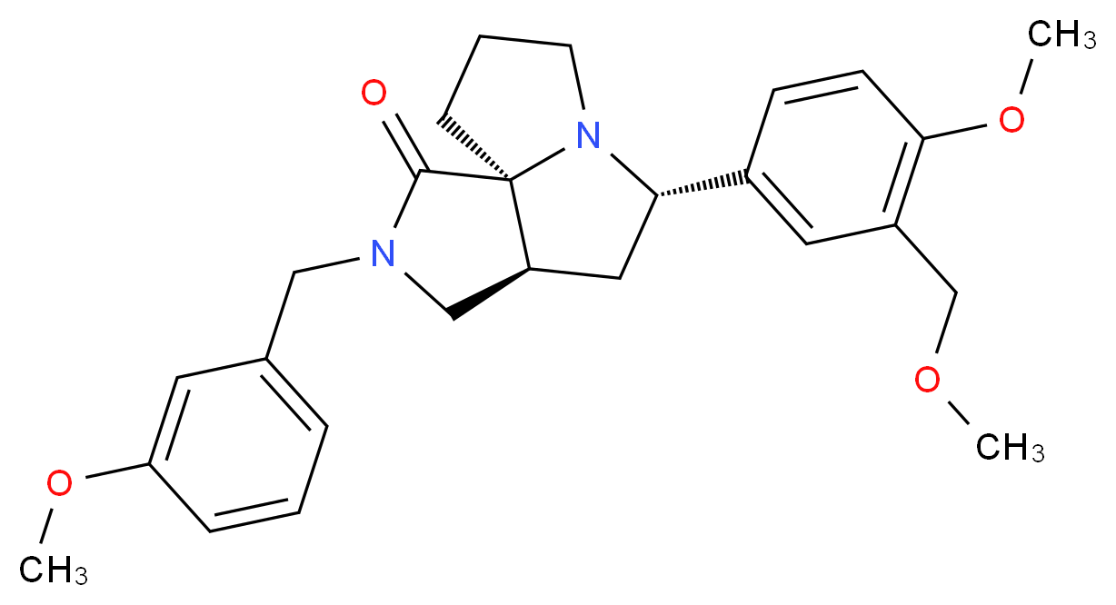 (3aS*,5S*,9aS*)-2-(3-methoxybenzyl)-5-[4-methoxy-3-(methoxymethyl)phenyl]hexahydro-7H-pyrrolo[3,4-g]pyrrolizin-1(2H)-one_分子结构_CAS_)