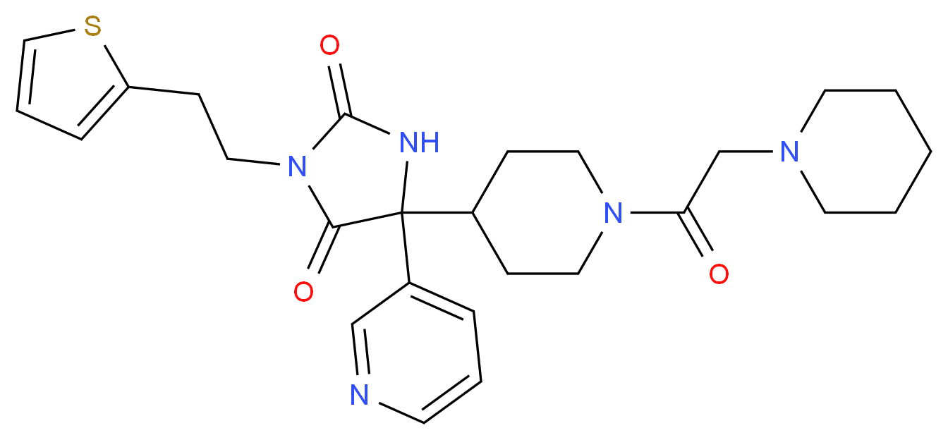 5-[1-(1-piperidinylacetyl)-4-piperidinyl]-5-(3-pyridinyl)-3-[2-(2-thienyl)ethyl]-2,4-imidazolidinedione_分子结构_CAS_)