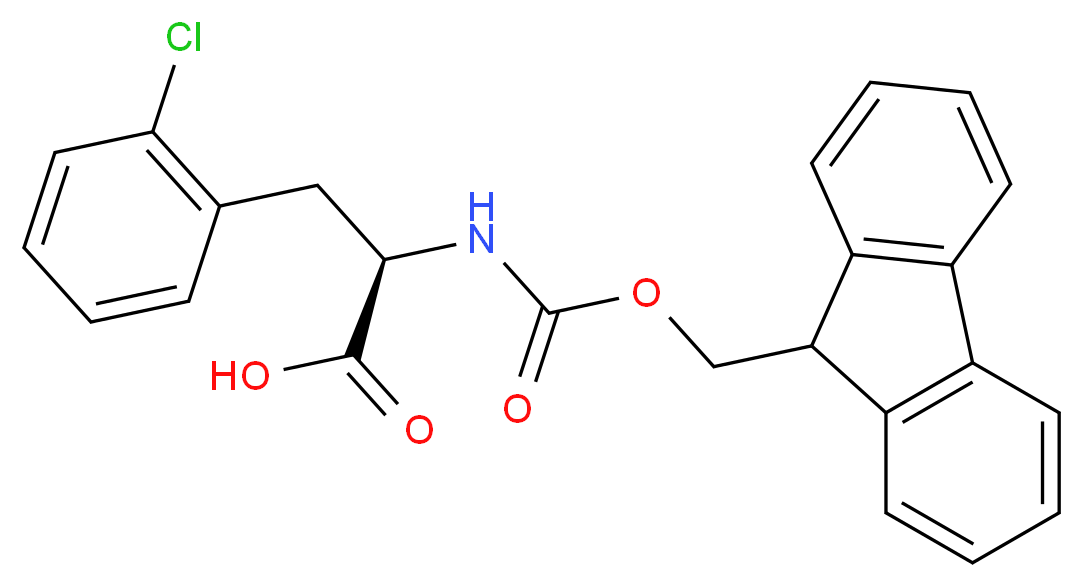 (2R)-3-(2-chlorophenyl)-2-{[(9H-fluoren-9-ylmethoxy)carbonyl]amino}propanoic acid_分子结构_CAS_205526-22-3