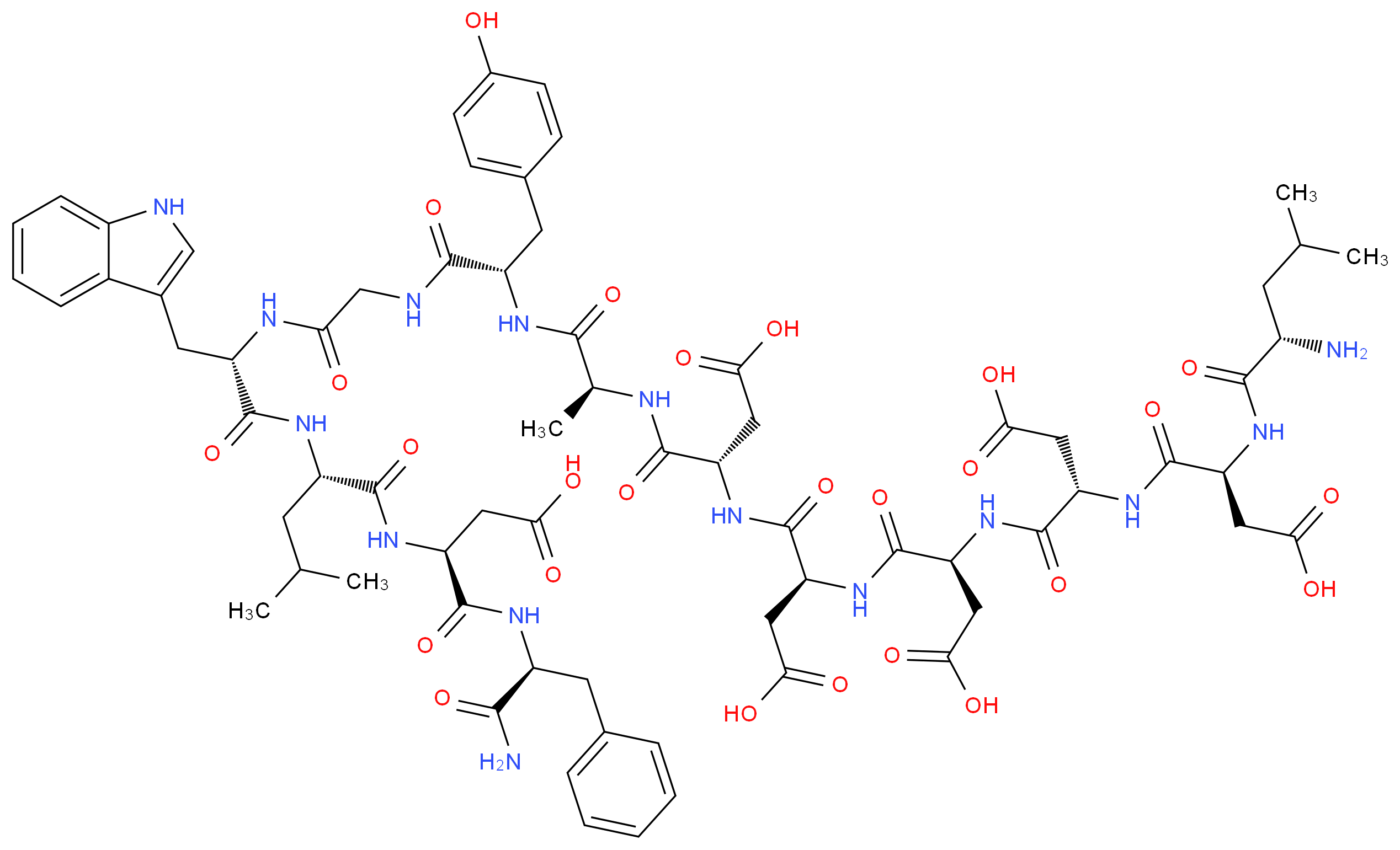 (3S)-3-[(2S)-2-[(2S)-2-{2-[(2S)-2-[(2S)-2-[(2S)-2-[(2S)-2-[(2S)-2-[(2S)-2-[(2S)-2-[(2S)-2-amino-4-methylpentanamido]-3-carboxypropanamido]-3-carboxypropanamido]-3-carboxypropanamido]-3-carboxypropanamido]-3-carboxypropanamido]propanamido]-3-(4-hydroxyphenyl)propanamido]acetamido}-3-(1H-indol-3-yl)propanamido]-4-methylpentanamido]-3-{[(1S)-1-carbamoyl-2-phenylethyl]carbamoyl}propanoic acid_分子结构_CAS_101212-63-9