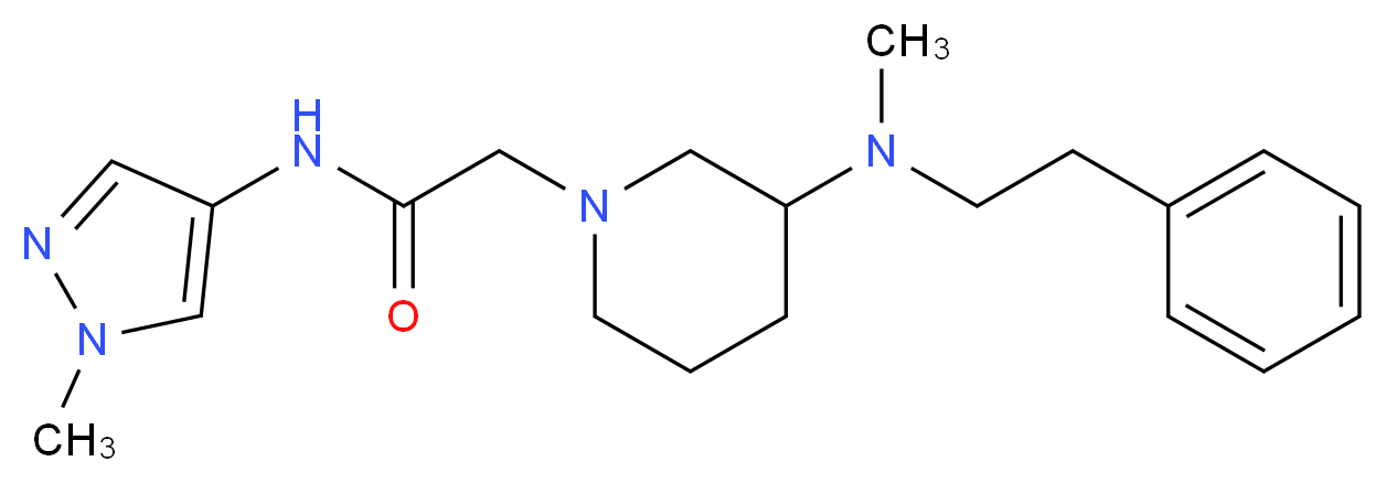2-{3-[methyl(2-phenylethyl)amino]-1-piperidinyl}-N-(1-methyl-1H-pyrazol-4-yl)acetamide_分子结构_CAS_)