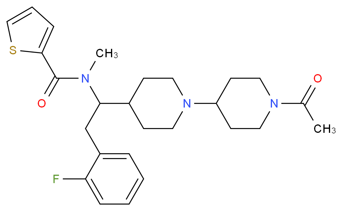 N-[1-(1'-acetyl-1,4'-bipiperidin-4-yl)-2-(2-fluorophenyl)ethyl]-N-methyl-2-thiophenecarboxamide_分子结构_CAS_)