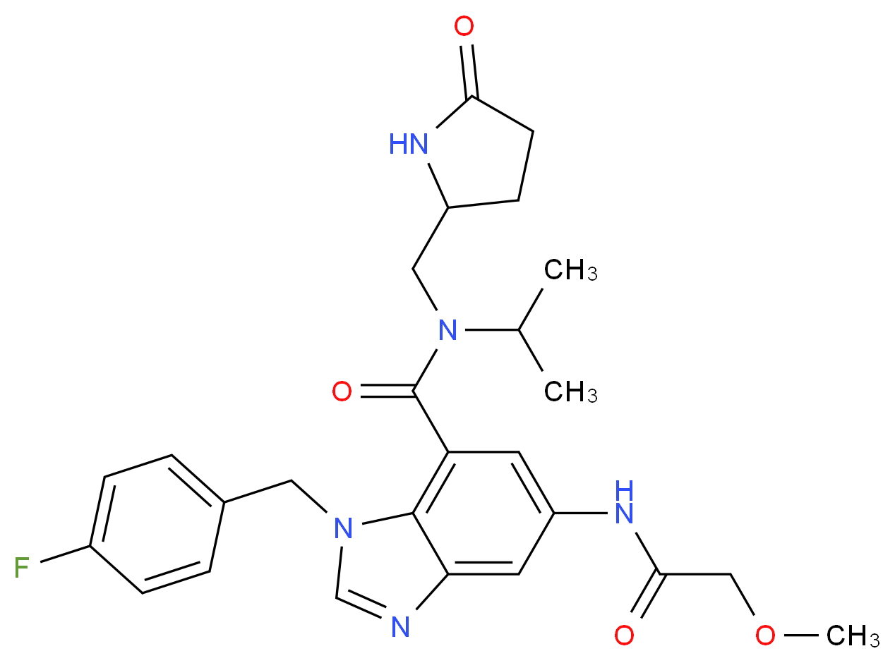 1-(4-fluorobenzyl)-N-isopropyl-5-[(methoxyacetyl)amino]-N-[(5-oxo-2-pyrrolidinyl)methyl]-1H-benzimidazole-7-carboxamide_分子结构_CAS_)