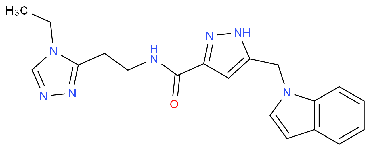 N-[2-(4-ethyl-4H-1,2,4-triazol-3-yl)ethyl]-5-(1H-indol-1-ylmethyl)-1H-pyrazole-3-carboxamide_分子结构_CAS_)