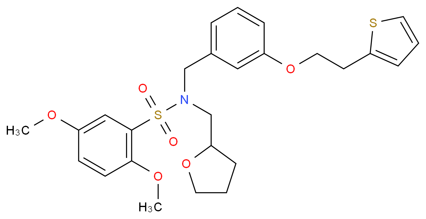 2,5-dimethoxy-N-(tetrahydro-2-furanylmethyl)-N-{3-[2-(2-thienyl)ethoxy]benzyl}benzenesulfonamide_分子结构_CAS_)