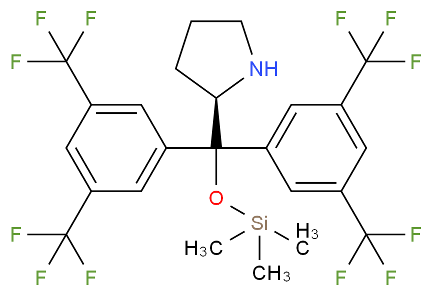 (R)-α,α-双[3,5-双(三氟甲基)苯基]-2-吡咯烷甲醇三甲基硅基醚_分子结构_CAS_908303-26-4)