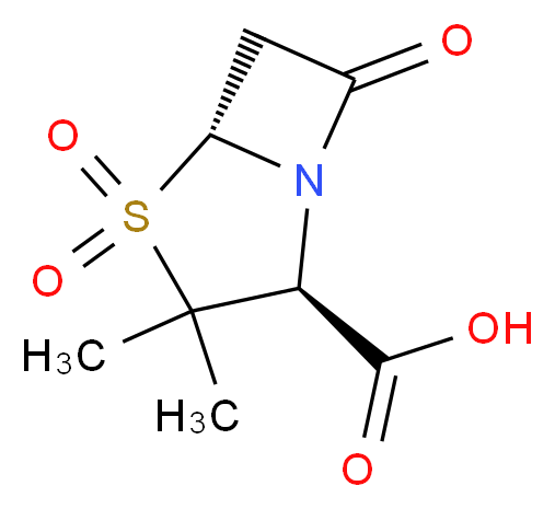 (2S,5R)-3,3-dimethyl-4,4,7-trioxo-4$l^{6}-thia-1-azabicyclo[3.2.0]heptane-2-carboxylic acid_分子结构_CAS_)