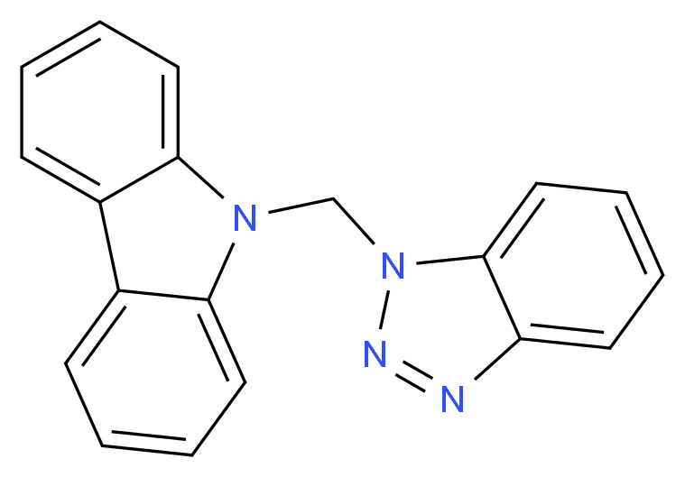 9-(1H-苯并三唑-1-基甲基)-9H-咔唑_分子结构_CAS_124337-34-4)