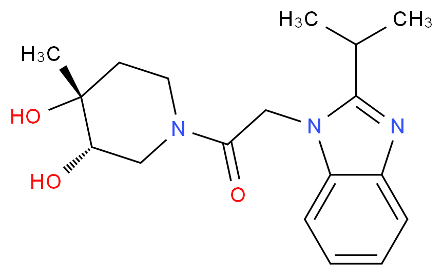 (3S*,4R*)-1-[(2-isopropyl-1H-benzimidazol-1-yl)acetyl]-4-methylpiperidine-3,4-diol_分子结构_CAS_)