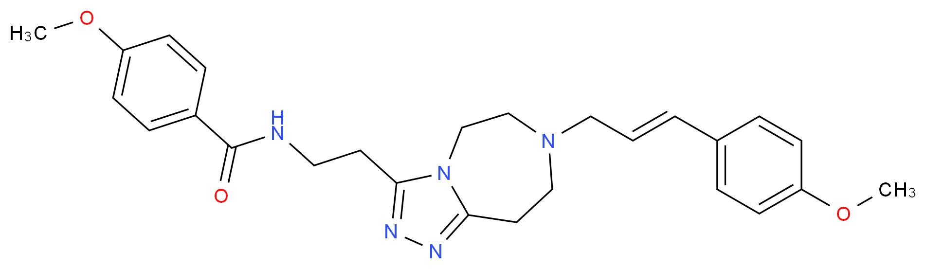 4-methoxy-N-(2-{7-[(2E)-3-(4-methoxyphenyl)-2-propen-1-yl]-6,7,8,9-tetrahydro-5H-[1,2,4]triazolo[4,3-d][1,4]diazepin-3-yl}ethyl)benzamide_分子结构_CAS_)