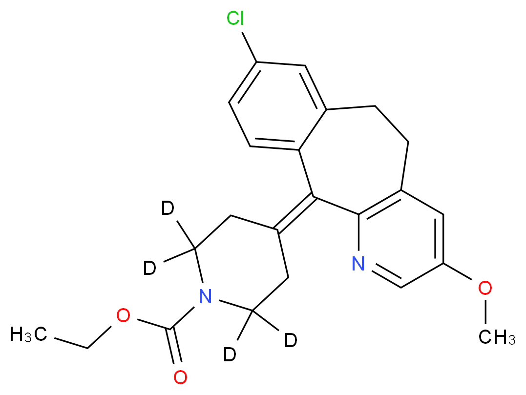 ethyl 4-{13-chloro-6-methoxy-4-azatricyclo[9.4.0.0<sup>3</sup>,<sup>8</sup>]pentadeca-1(11),3(8),4,6,12,14-hexaen-2-ylidene}(2,2,6,6-<sup>2</sup>H<sub>4</sub>)piperidine-1-carboxylate_分子结构_CAS_1189501-87-8