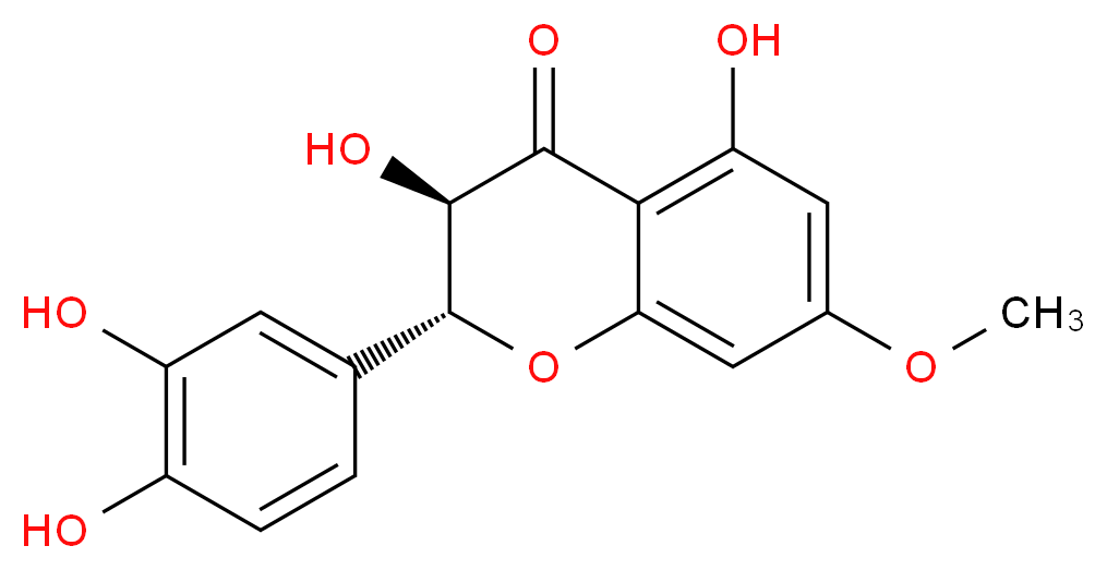 (2R,3R)-2-(3,4-dihydroxyphenyl)-3,5-dihydroxy-7-methoxy-3,4-dihydro-2H-1-benzopyran-4-one_分子结构_CAS_80453-44-7