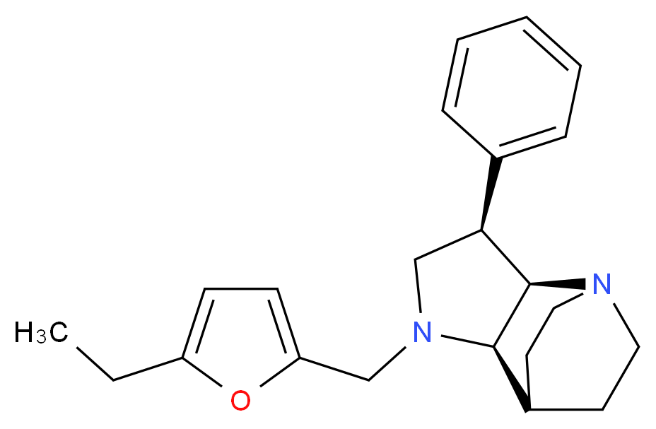 (3R*,3aR*,7aR*)-1-[(5-ethyl-2-furyl)methyl]-3-phenyloctahydro-4,7-ethanopyrrolo[3,2-b]pyridine_分子结构_CAS_)