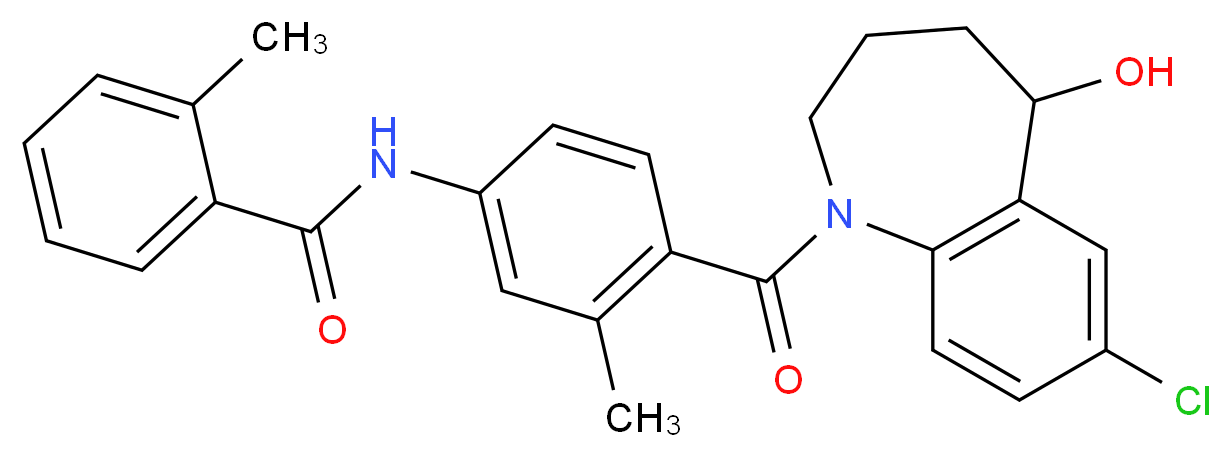 N-[4-(7-chloro-5-hydroxy-2,3,4,5-tetrahydro-1H-1-benzazepine-1-carbonyl)-3-methylphenyl]-2-methylbenzamide_分子结构_CAS_150683-30-0