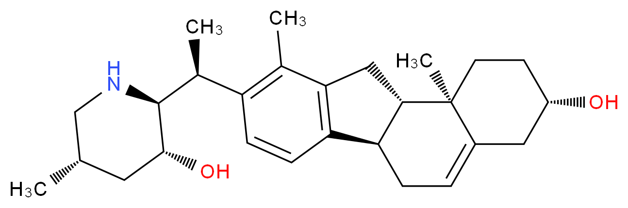 (2S,3R,5S)-2-[(1S)-1-[(3S,6aR,11aS,11bR)-3-hydroxy-10,11b-dimethyl-1H,2H,3H,4H,6H,6aH,11H,11aH,11bH-cyclohexa[a]fluoren-9-yl]ethyl]-5-methylpiperidin-3-ol_分子结构_CAS_60-70-8