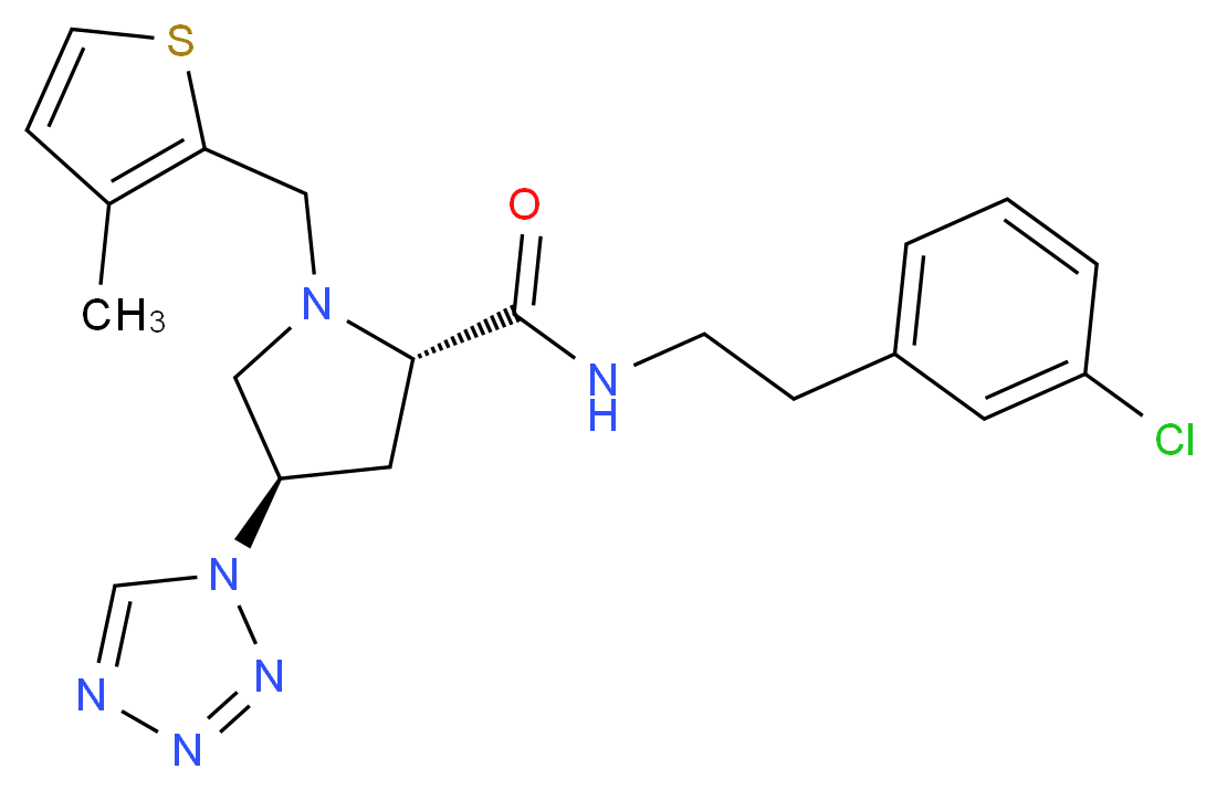 (4R)-N-[2-(3-chlorophenyl)ethyl]-1-[(3-methyl-2-thienyl)methyl]-4-(1H-tetrazol-1-yl)-L-prolinamide_分子结构_CAS_)