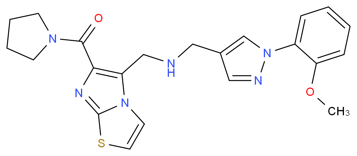 1-[1-(2-methoxyphenyl)-1H-pyrazol-4-yl]-N-{[6-(1-pyrrolidinylcarbonyl)imidazo[2,1-b][1,3]thiazol-5-yl]methyl}methanamine_分子结构_CAS_)
