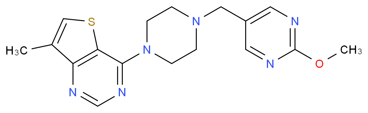 4-{4-[(2-methoxypyrimidin-5-yl)methyl]piperazin-1-yl}-7-methylthieno[3,2-d]pyrimidine_分子结构_CAS_)