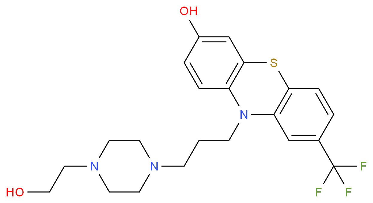 10-{3-[4-(2-hydroxyethyl)piperazin-1-yl]propyl}-8-(trifluoromethyl)-10H-phenothiazin-3-ol_分子结构_CAS_33098-48-5