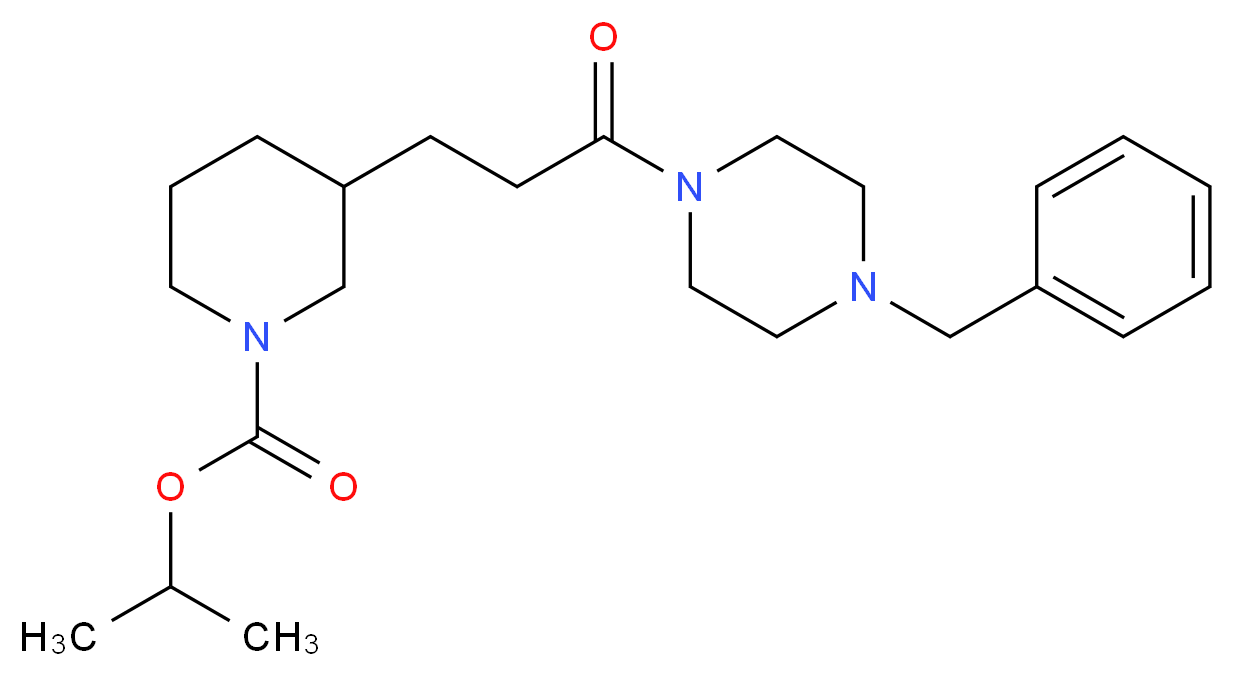 isopropyl 3-[3-(4-benzylpiperazin-1-yl)-3-oxopropyl]piperidine-1-carboxylate_分子结构_CAS_)