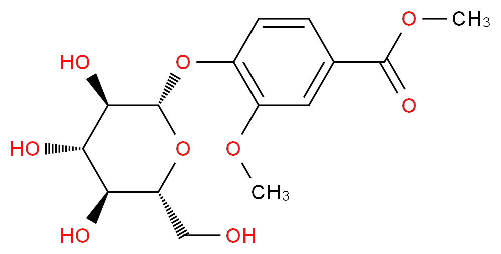 methyl 3-methoxy-4-{[(2S,3R,4S,5S,6R)-3,4,5-trihydroxy-6-(hydroxymethyl)oxan-2-yl]oxy}benzoate_分子结构_CAS_72500-11-9