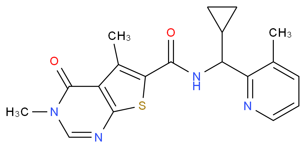 N-[cyclopropyl(3-methylpyridin-2-yl)methyl]-3,5-dimethyl-4-oxo-3,4-dihydrothieno[2,3-d]pyrimidine-6-carboxamide_分子结构_CAS_)